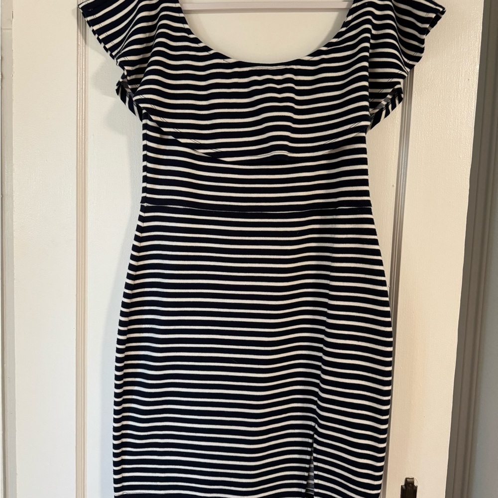 THML Navy and White Striped Mini Dress